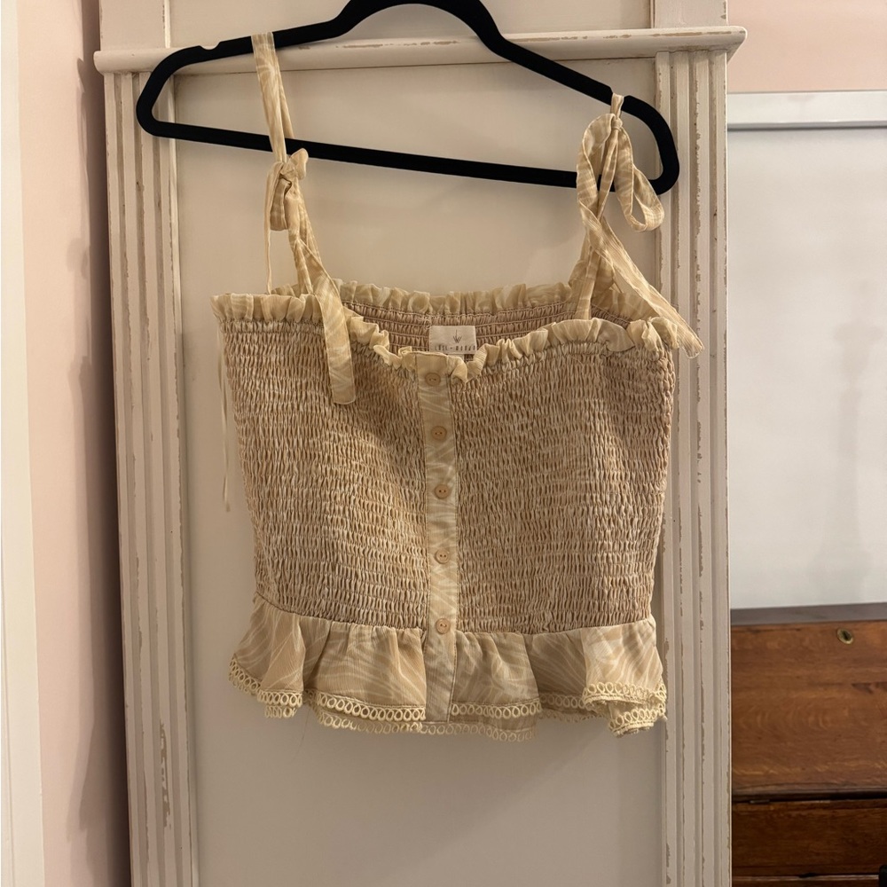 South Moon Under Cream Smocked Camisole